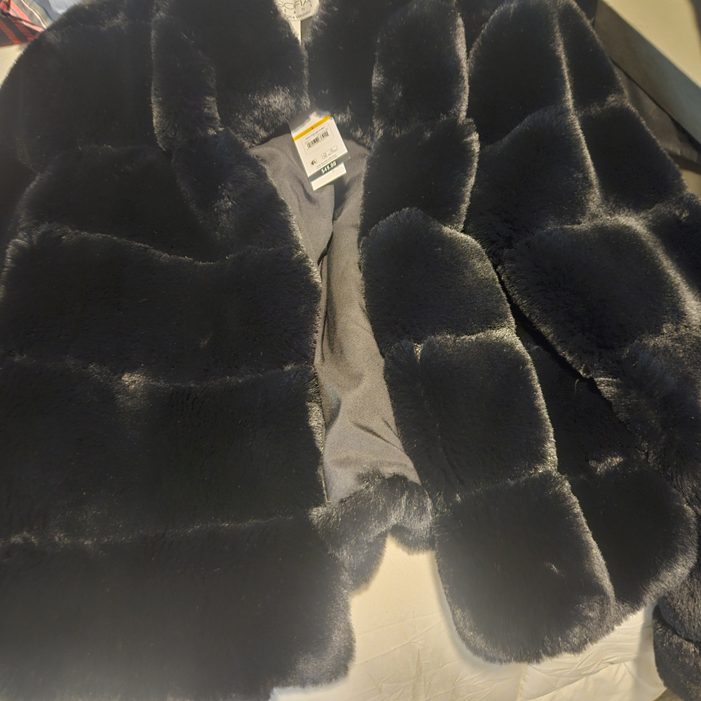 Sofia by Sofia Vergara Black Faux Fur Jacket